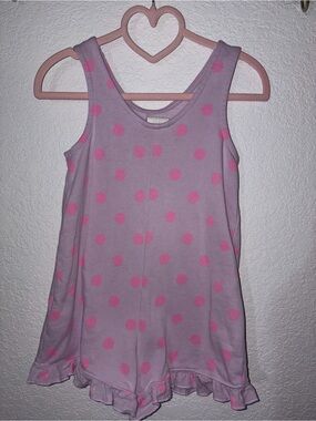 Zara Pink Polka Dot Lavender Girls Tank Romper